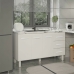 Balcão Armário Cozinha Gabinete Pia de 140 cm Carine com 3 Portas e 3 Gavetas Branco
