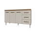 Balcão Armário Cozinha Gabinete Pia de 140 cm Carine com 3 Portas e 3 Gavetas Savana Off White