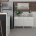 Balc&atilde;o Cozinha Arm&aacute;rio Gabinete Camila Branco Com Tampo Tamp&atilde;o 140 cm Mob&iacute;lia Decor Preto
