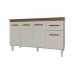 Balc&atilde;o Cozinha Arm&aacute;rio Gabinete Camila Savana Off White Com Tampo Tamp&atilde;o 140 cm Mob&iacute;lia Decor Savana