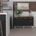 Balc&atilde;o Cozinha Arm&aacute;rio Gabinete Camila Savana Preto Com Tampo Tamp&atilde;o 140 cm Mob&iacute;lia Decor Savana