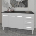 Balc&atilde;o Gabinete Arm&aacute;rio Cozinha Carine Branco com Tampo Tamp&atilde;o 140 cm Mob&iacute;lia Decor Preto