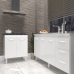Balc&atilde;o Cozinha Gabinete Para Pia 138 cm Carine e Balc&atilde;o Fran Para Cooktop 5 Bocas Branco