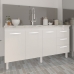 Balc&atilde;o Arm&aacute;rio Cozinha Gabinete para Pia 148 cm 3 Gavetas e 3 Portas Deise Branco