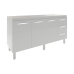 Balc&atilde;o Cozinha Arm&aacute;rio Gabinete para Pia 157 cm 3 Portas e 3 Gavetas Estela Branco