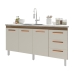 Balc&atilde;o Cozinha Arm&aacute;rio Gabinete para Pia 157 cm 3 Portas e 3 Gavetas Estela Savana Off White