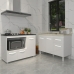 Gabinete Cozinha Armário Balcão de Pia 120 cm Aline e Balcão para Fogão Cooktop 4 Bocas e Forno Alana Branco