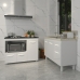 Gabinete Cozinha Armário Balcão de Pia 120 cm Aline e Balcão para Fogão Cooktop 4 Bocas e Forno Alana Branco