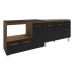 Gabinete Cozinha Armário Balcão de Pia 120 cm Aline e Balcão para Fogão Cooktop 4 Bocas e Forno Alana Savana Preto