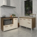 Gabinete Cozinha Arm&aacute;rio Balc&atilde;o de Pia 120 cm Aline e Balc&atilde;o para Fog&atilde;o Cooktop 4 Bocas e Forno Alana Savana Off White