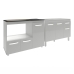 Gabinete Cozinha Arm&aacute;rio Balc&atilde;o de Pia 120 cm Aline e Balc&atilde;o para Fog&atilde;o Cooktop 5 Bocas e Forno Alana Branco