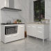 Gabinete Cozinha Arm&aacute;rio Balc&atilde;o de Pia 120 cm Aline e Balc&atilde;o para Fog&atilde;o Cooktop 5 Bocas e Forno Alana Branco