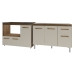 Gabinete Cozinha Armário Balcão de Pia 120 cm Aline e Balcão para Fogão Cooktop 5 Bocas e Forno Alana Savana Off White
