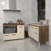 Gabinete Cozinha Armário Balcão de Pia 120 cm Aline e Balcão para Fogão Cooktop 5 Bocas e Forno Alana Savana Off White