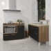 Gabinete Cozinha Arm&aacute;rio Balc&atilde;o de Pia 120 cm Aline e Balc&atilde;o para Fog&atilde;o Cooktop 5 Bocas e Forno Alana Savana Preto