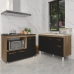 Gabinete Cozinha Arm&aacute;rio Balc&atilde;o de Pia 120 cm Aline e Balc&atilde;o para Fog&atilde;o Cooktop 5 Bocas e Forno Alana Savana Preto