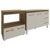 Balc&atilde;o Arm&aacute;rio Cozinha Gabinete de Pia 120 cm Bruna e Balc&atilde;o para Microondas e Forno El&eacute;trico Amanda Savana Off White