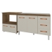 Balc&atilde;o Arm&aacute;rio Cozinha Gabinete de Pia 120 cm Bruna e Balc&atilde;o para Microondas e Forno El&eacute;trico Amanda Savana Off White