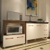 Balc&atilde;o Arm&aacute;rio Cozinha Gabinete de Pia 120 cm Bruna e Balc&atilde;o para Microondas e Forno El&eacute;trico Amanda Savana Off White