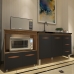 Balc&atilde;o Arm&aacute;rio Cozinha Gabinete de Pia 120 cm Bruna e Balc&atilde;o para Microondas e Forno El&eacute;trico Amanda Savana Preto