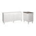 Cozinha Balcão Armário Gabinete de Pia 150 cm Deise e Balcão Fran para Fogão Cooktop 5 Bocas Branco