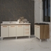 Arm&aacute;rio Cozinha Balc&atilde;o Gabinete de Pia 160 cm Estela e Balc&atilde;o Fran para Fog&atilde;o Cooktop 5 Bocas Savana Off White