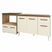 Cozinha Armário Balcão Gabinete de Pia Aline 120 cm e Balcão Evelyn para Fogão Cooktop 5 Bocas e Forno Savana Off White