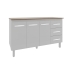 Arm&aacute;rio Cozinha Gabinete de Pia 160 cm Estela Branco e Tampo Tamp&atilde;o 160 cm Mob&iacute;lia Decor Savana
