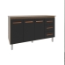 Arm&aacute;rio Cozinha Gabinete de Pia 160 cm Estela Savana Preto e Tampo Tamp&atilde;o 160 cm Mob&iacute;lia Decor Savana