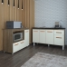 Balcão Armário Camila Cozinha Gabinete de Pia 140 cm e Balcão para Forno Elétrico e Microondas Lilian Savana Off White