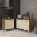 Balc&atilde;o Para Cooktop 4 Bocas Fran e Arm&aacute;rio Aline 118 cm Cozinha Gabinete Savana Off White com Tampo Tamp&atilde;o