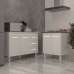 Balc&atilde;o Para Cooktop 4 Bocas Fran Branco e Arm&aacute;rio Bruna 118 cm Cozinha Gabinete Branco com Tampo Tamp&atilde;o Branco