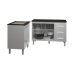 Balc&atilde;o Para Cooktop 4 Bocas Fran Branco e Arm&aacute;rio Bruna 118 cm Cozinha Gabinete Branco com Tampo Tamp&atilde;o Preto