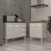 Balc&atilde;o Para Cooktop 4 Bocas Fran Branco e Arm&aacute;rio Bruna 118 cm Cozinha Gabinete Branco com Tampo Tamp&atilde;o Preto