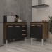 Balc&atilde;o Para Cooktop 4 Bocas Fran e Arm&aacute;rio Bruna 118 cm Cozinha Gabinete Savana Preto com Tampo Tamp&atilde;o Preto