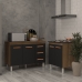 Balc&atilde;o Para Cooktop 4 Bocas Fran e Arm&aacute;rio Bruna 118 cm Cozinha Gabinete Savana Preto com Tampo Tamp&atilde;o Savana