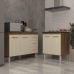 Balc&atilde;o Para Cooktop 4 Bocas Fran e Arm&aacute;rio Bruna 118 cm Cozinha Gabinete Savana Off White com Tampo Tamp&atilde;o Savana