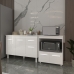Balc&atilde;o Arm&aacute;rio Gabinete Aline 118 cm com Tampo Tamp&atilde;o e Balc&atilde;o Amanda para Forno e Microondas Branco