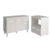 Balc&atilde;o Arm&aacute;rio Gabinete Aline 118 cm com Tampo Tamp&atilde;o e Balc&atilde;o Amanda para Forno e Microondas Branco