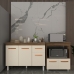 Balc&atilde;o Arm&aacute;rio Gabinete Aline 118 cm Savana Off White com Tampo Savana e Balc&atilde;o Amanda Forno Microondas Savana Off White