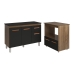 Balc&atilde;o Arm&aacute;rio Gabinete Aline 118 cm Savana Preto com Tampo Preto e Balc&atilde;o Amanda para Forno e Microondas Savana Preto