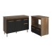 Balc&atilde;o Arm&aacute;rio Gabinete Aline 118 cm Savana Preto com Tampo Savana e Balc&atilde;o Amanda para Forno e Microondas Savana Preto