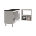 Balc&atilde;o Arm&aacute;rio Gabinete Aline 118 cm Branco com Tampo Preto e Balc&atilde;o Amanda para Forno e Microondas Branco