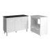 Balc&atilde;o Arm&aacute;rio Gabinete Aline 118 cm Branco com Tampo Preto e Balc&atilde;o Amanda para Forno e Microondas Branco