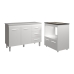 Balc&atilde;o Arm&aacute;rio Gabinete Bruna 118 cm com Tampo Tamp&atilde;o e Balc&atilde;o Evelyn para Cooktop 4 Bocas Branco