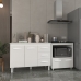 Balc&atilde;o Arm&aacute;rio Gabinete Bruna 118 cm com Tampo Tamp&atilde;o e Balc&atilde;o Evelyn para Cooktop 4 Bocas Branco
