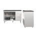 Balc&atilde;o Arm&aacute;rio Gabinete Bruna 118 cm Branco com Tampo Preto e Balc&atilde;o Evelyn para Cooktop 4 Bocas Branco
