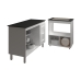 Balc&atilde;o Arm&aacute;rio Gabinete Bruna 118 cm Branco com Tampo Preto e Balc&atilde;o Evelyn para Cooktop 4 Bocas Branco