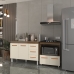 Balc&atilde;o Arm&aacute;rio Gabinete Bruna 118 cm Savana Off White com Tampo Savana e Balc&atilde;o Evelyn Cooktop 4 Bocas Savana Off White