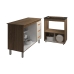 Balc&atilde;o Arm&aacute;rio Gabinete Bruna 118 cm Savana Off White com Tampo Savana e Balc&atilde;o Evelyn Cooktop 4 Bocas Savana Off White